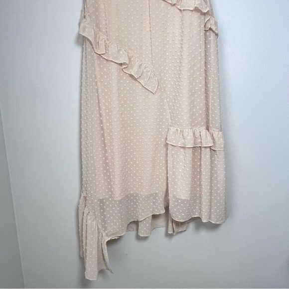 Lulus Next to You Cream Swiss Dot Ruffled Midi Dress Size Medium - Picture 7 of 14